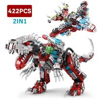2IN1 Jurassic Mechanical Indominus Rex Dinosaur World Model Building Blocks City Fighter Dino Park Bricks Children Toy gray