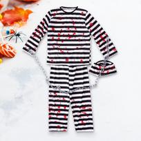 Leg-lengthening Cosplay Costume 4pcs/set Halloween Prisoner Costume with Classic Robe Style for Adults Kids Role-playing Outfit S black