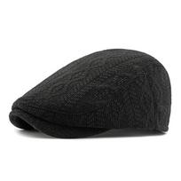 Knitted Hat Women's Autumn Winter Beret British Vintage Peaked Cap Men's Forward Cap juoda