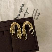 Hong Kong Style Retro Metal Ball Fireworks Earrings Women'S Light Luxury High Sense Personality Fashion Temperament Versatile Earrings