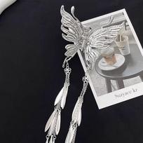 New Chinese Butterfly Tassel Grab Clip Ethnic Style Retro Back Head Disc Hair Shark Clip Hairpin Accessories Female Exquisite gray