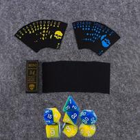 A deck of playing cards and a 7-dice set, plastic waterproof and wear-resistant playing cards, blue-green multi-sided digital dice. Pack of 2 gray