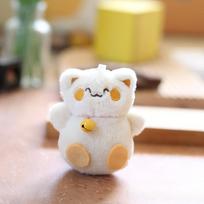 Cute and Cute Lucky Cat Pendant Plush Toy Doll Bell Cat Bag Hanging Keychain Doll Doll 12cm beige