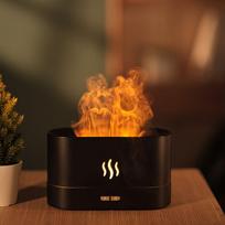Šiltos liepsnos drėkintuvas oro valytuvas aromaterapijos difuzorius USB su miela estetika namų dekorui rudeniui, žiemai ir dovana sugrįžimui į mokyklą juoda