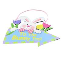 1 Set Easter Decors Festival Supplies Plywood Outdoor Sign Decorative Spring Door Hangers Wreathes Exquisite Holiday Wreath jm00288 white