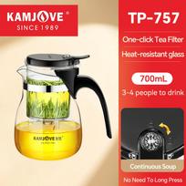 KAMJOVE Karščiui atsparus stiklinis arbatos rinkinys su filtru arbatinukas buitinis stiklinis arbatinukas su infuzoriumi virdulys patentas presas menas arbatos puodelis biuras namai black