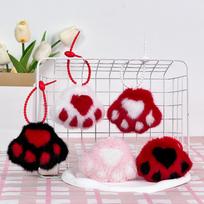 Cute Cat Claw Pendant Fluffy Small Claw School Bag Hanging Decoration Plush Toy 4-inch Gripping Doll color randomly sent gray