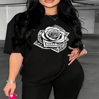 Summer Fashion Casual Cute Short Sleeved Round Neck Printed Top Women's Pure Cotton T-shirts M