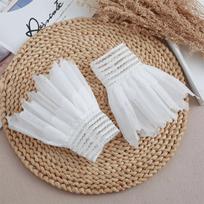 Women Lace Floral Mesh Horn Cuffs Ruffled Detachable Fake Sleeves Shirt Sweater Fake Sleeves Wrist Warmer Accessories