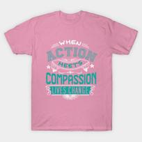 T Shirt Women Action Meets Compassion Harajuku Print Kawaii Tshirt Summer Short Sleeve Female T-Shirt Top Tee S
