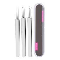 Blackhead Removal Tool Stainless Steel Acne Needle Tweezers for Clear Skin Blackhead Remover 4pcs white