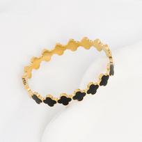New Titanium Steel Four-Leaf Clover Bracelet Opening Adjustable Bracelet Delicate High Quality Women's Bracelet