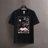 Tokyo Sakura Mount Fuji Business Card T Shirt Women Fashion Tee Clothing Cotton Summer Casual Tops Hip Hop Loose Cotton T-Shirt S