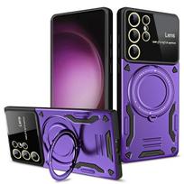 Magsafe belaidžio įkrovimo dėklas, skirtas Samsung Galaxy S24 S23 S22 Ultra S21FE S20FE Armor Magnetinis žiedo dangtelis, skirtas Samsung S21 S20 FE For Samsung S20FE violetinė