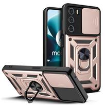 For Motorola G200 G100 G84 G73 G72 5G Camera Shockproof Armor Case For E22i E20 E30 E40 Car Magnetic Holder Ring Protect Cover For Moto G200 5G rožinė