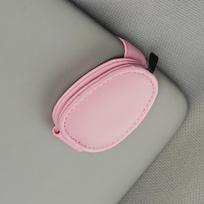 Multifunctional Leather Car Sun Visor Sunglasses and Bill Holder rožinė