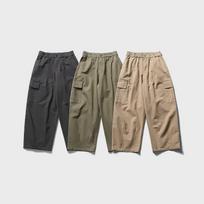 City Fanpin 2024 Spring Men's Loose Wide-Leg Multi-Pocket Work Pants - Solid Color L juoda