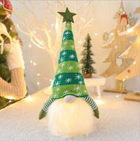 Santa Claus Dwarf Christmas Decoration With Star Hat Rudolph Creative Gift Cartoon Plush Doll Luminous Dwarf New Year Gift žalia