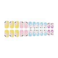 24 Pieces French Tip False Nail Square Rabbit Press on Nail Manicure Nail Art Easy Application for Women and Girls white