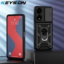 KEYSION Shockproof Armor Case for Itel P55 5G Silicone+PC Slide Camera Lens Protection Ring Stand Phone Cover for Itel P55 5G for Itel P55 5G juoda