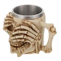 Unique Coffee Mugs Cups with Lids Skull Decor Stainless Steel Creative Baby Cool smėlis