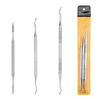 3 vnt. kabliukas įaugusio nago dvipusis įaugusio nago korektorius pakėlėjas dildė kojų nagų priežiūrai manikiūrui pedikiūrui kojų nagai valyti pėdų priežiūros įrankis pilka spalva