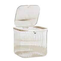 Press Type Mini Desktop Trash Can Transparent High Beauty Desktop Paper Basket Household Student Dormitory Storage Bucket L balta