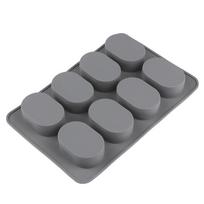 Silikoninės torto formos rankų muilo forma 8 skylučių ovalios formos želė formos muilo forma onesize gray