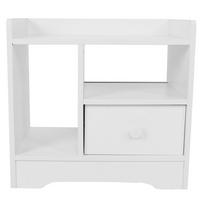 Bedroom Bedside Table Night Stand Cabinet with Drawer Home Storage Organizer (White) balta