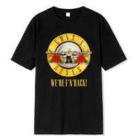 Vyriški 100% medvilnės marškinėliai Vasariniai prekės ženklo marškinėliai Guns N Roses kulkos logotipas Juodi vyriški grafiniai marškinėliai homme viršūnės S