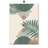 Boho Abstraktus Geometrinis Linijinis Arkos Lapai Saulė Mėnulis Sienų Menas Drobės Tapyba Plakatai Spausdiniai Paveikslai Svetainės Interjero Kambario Dekoras 21cm×30cm NoFrame