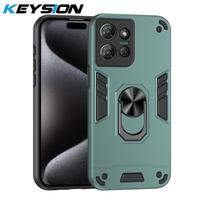 KEYSION Shockproof Armor Case for Motorola Moto G Power 2025 Soft Silicone+PC Ring Stand Phone Back Cover for MOTO GPlay 5G 2025 for Moto G Power 2025 žalia
