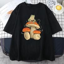 Cottagecore Aesthetic Mushroom Dark Academia Frog New Men's T-shirt Hip Hop Sports T-shirt Summer Top Men's Wear S smėlis