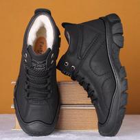 Cotton Shoe Men Ankle Boots Fur and Fur Integrated Men's Shoes Wool Winter Warm and Thick High Top Anti Slip Mens Snow Boots 45 juoda