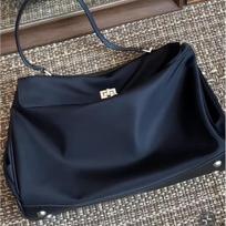Nylon Tarp-splice Cowhide Underarm Lock Tote Commuter Crossbody Bag for Women