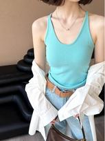 Juzhi Spring Korean Candy Color Vibrant Small Sling Vest 588-1 One Size tiffany mėlyna spalva