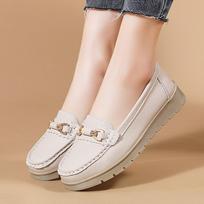 2024 Spring Women's Soft-Soled Casual Shoes: Korean-Style Lazy Wedge-Heeled Doudou Shoes 41 smėlis