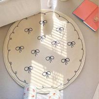 Children's Room Bedside Round Carpet Cartoon Cute Carpet Living Room Sofa Round Floor Mat Clothes Hat Room Dressing Table Mat 40*40CM white