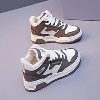 2025 m. rudens/žiemos moteriški aukštakulniai balti sportbačiai - Velvetas, šilti, madingo unisex stiliaus 6606 42 white