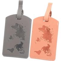 World Map Luggage Tag Set of 2 Anti Loss Travel Tags for Suitcases and Bags Easy to Spot and Identify gray，pink