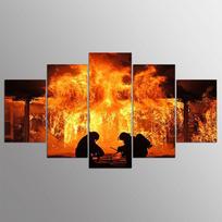 HD drobės sienų meno paveikslų atspaudai rėmo tapyba 5 dalys Amerikos ugniagesių liepsna svetainei Modernus namų dekoras Modulinis plakatas 20x35cm*2  20x45cm*2  20x55cm*1 orange