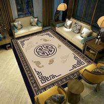 New Chinese Style Living Room Carpet Bedroom Bedside Carpet Household Large Area Carpet Mat 100 * 160cm gray