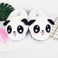 Baltos animacinės pandos šlepetės, naujoviškos šlepetės, neslystančios, juokingos, vieno dydžio, pliušinės, žieminės, šiltos, vidaus, miegamojo batams, namų šlepetės One size balta