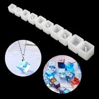 10PCS/Set Bead Pendant Silicone Mold DIY Jewelry Mold Crystal Drop Glue Ab Glue Round Sphere Cube with Holes Square white