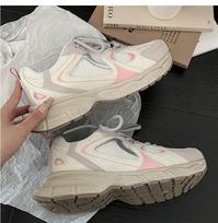 Queen Fan Hong Kong style platform dad shoes women's 2025 new summer high-end mesh versatile and light sports shoes 35 rožinė