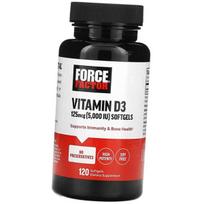Vitamin D3, Vitamin D3 5000, Force Factor 120 gelcaps (36641001) 120softgels