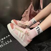Autumn thick-soled Korean version 2024 mint mambo dopamine little white shoes round head breathable niche high-value casual shoes 35 rožinė