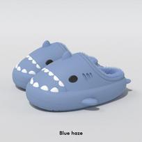 Comwarm Winter Shark Slippers For Women Men Indoor Warm Cartoon Plush Cotton Shoes New Adults Kids Waterproof Furry Shark Shoes 36-37