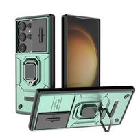 Dėklas Samsung Galaxy S24 Ultra, atsparus smūgiams, šarvuotas, su žiediniu laikikliu, apsaugančiu objektyvą, Coque skirtas Samsung S24 + Plus S 24 Ultra galiniam dangteliui For Galaxy S24 žalia