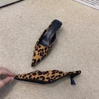 Prabangios basutės moterims, šlepetės, smailianosės, leopardo dizaino basutės, PU, seklios, užmaunamos, plonais žemais kulnais, kasdieniai mulai, loaferiai, lauko 34 šokoladas